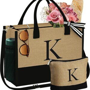 Personalized Jute Tote & Makeup Bag Gifts for Women Mom Wife Teacher